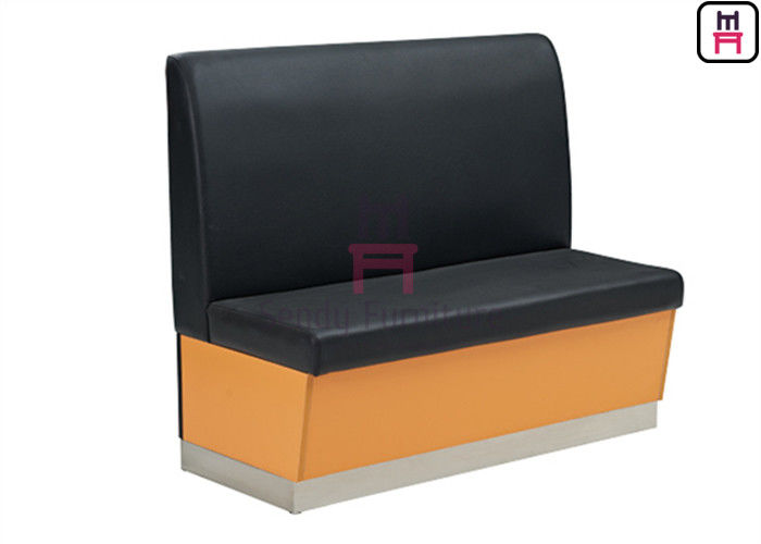 Black Color Commercial Banquette Seating , Restaurant Booth Seating Eco - Leather