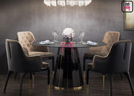 Modern Wood Restaurant Chairs With Dual - Colors Leather Upholstered Button Decoration