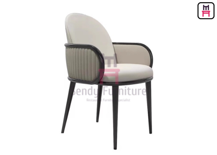 Tufted Double Layer Back Wood Restaurant Chair With Armrests