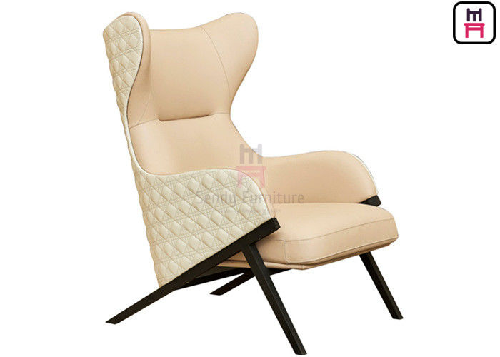Luxury Leather Single Sofa Chair Custom Color High - Back For Hotel Lobby & Hall