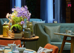 หัวข้อการ์เด้นคอฟฟี่ช็อปร้านอาหารชุดโซฟา, บูธร้านอาหารวินเทจทนทาน