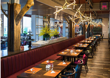 Straight Lines ร้านอาหารหนังเบาะนั่งวางทีวีขนาดโซฟาที่กำหนดเอง / โซฟาบูธสี