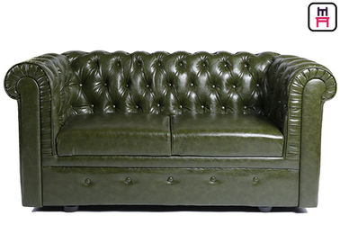 โซฟาหนังสีน้ำตาลโรงแรมล็อบบี้โซฟาบูธนั่งกับเชสเตอร์ฟิลด์ทองแดง Pin Decor