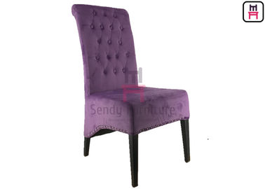 มีเก้าอี้รับประทานอาหารโลหะปุ่มกำมะหยี่ Tufted กลับสูงสำหรับร้านอาหาร
