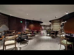 เก้าอี้ร้านอาหารไม้เท้าแขนขนาดใหญ่พร้อมเบาะหนัง / โครงไม้